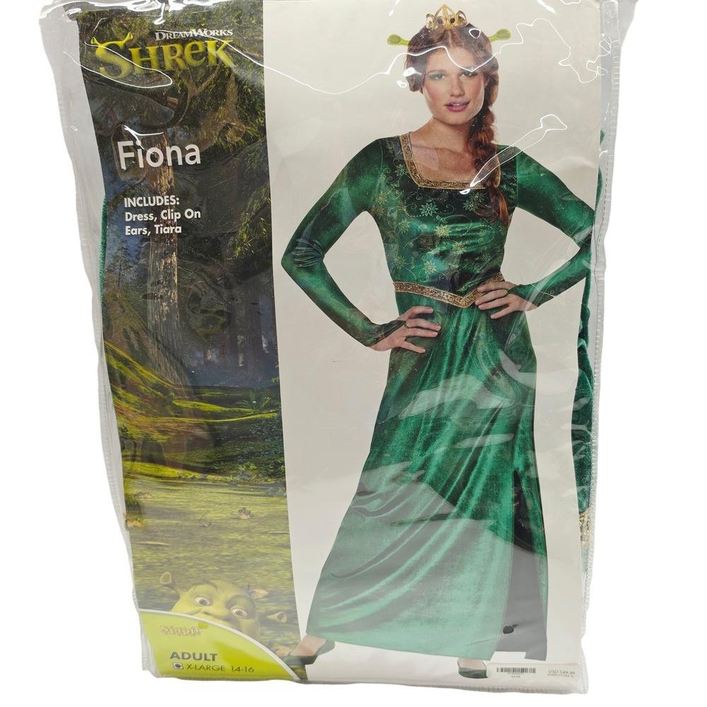 Spirit Shrek Fiona Costume Women XL Green Velvet Medieval Princess DRESS ONLY